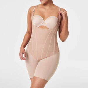 SPANX Naturall Bronze Women's Open-Bust Mid-Thigh Bodysuit SPANXsupersculpt(TM)